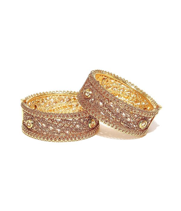 YouBella Jewellery Traditional Kundan Studded Gold Plated Bracelet Bangles Set for Girls and Women (2.4)